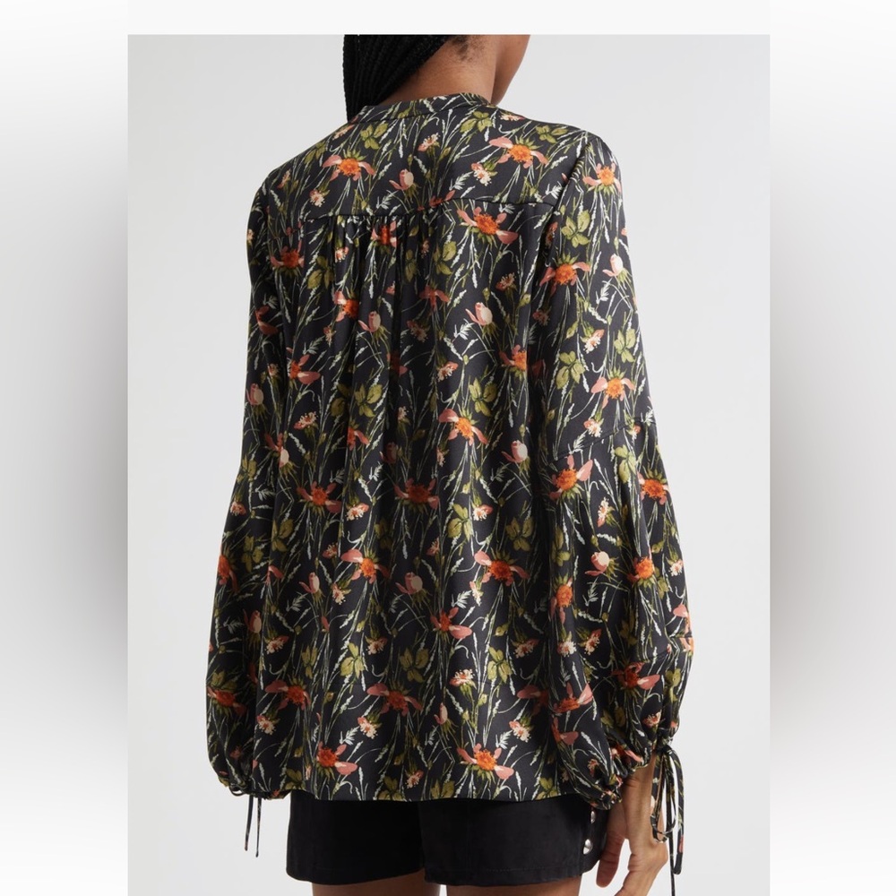 Cinq à Sept Black top with Orange Floral Design - Picture 4 of 8